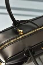 Re-Nylon and Leather Medium Top-Handle Bag with Padlock - Image 6