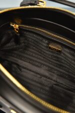 Re-Nylon and Leather Medium Top-Handle Bag with Padlock - Image 4