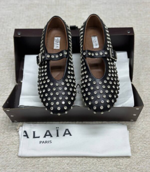 ALAIA STRASS LAMBSKIN BALLET FLATS