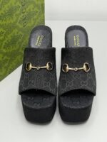 Gucci GG Canvas Platform Mule with Horsebit Detail