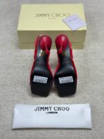 Jimmy Choo Orb 95 Ruby Red Velvet Sandals - Image 6